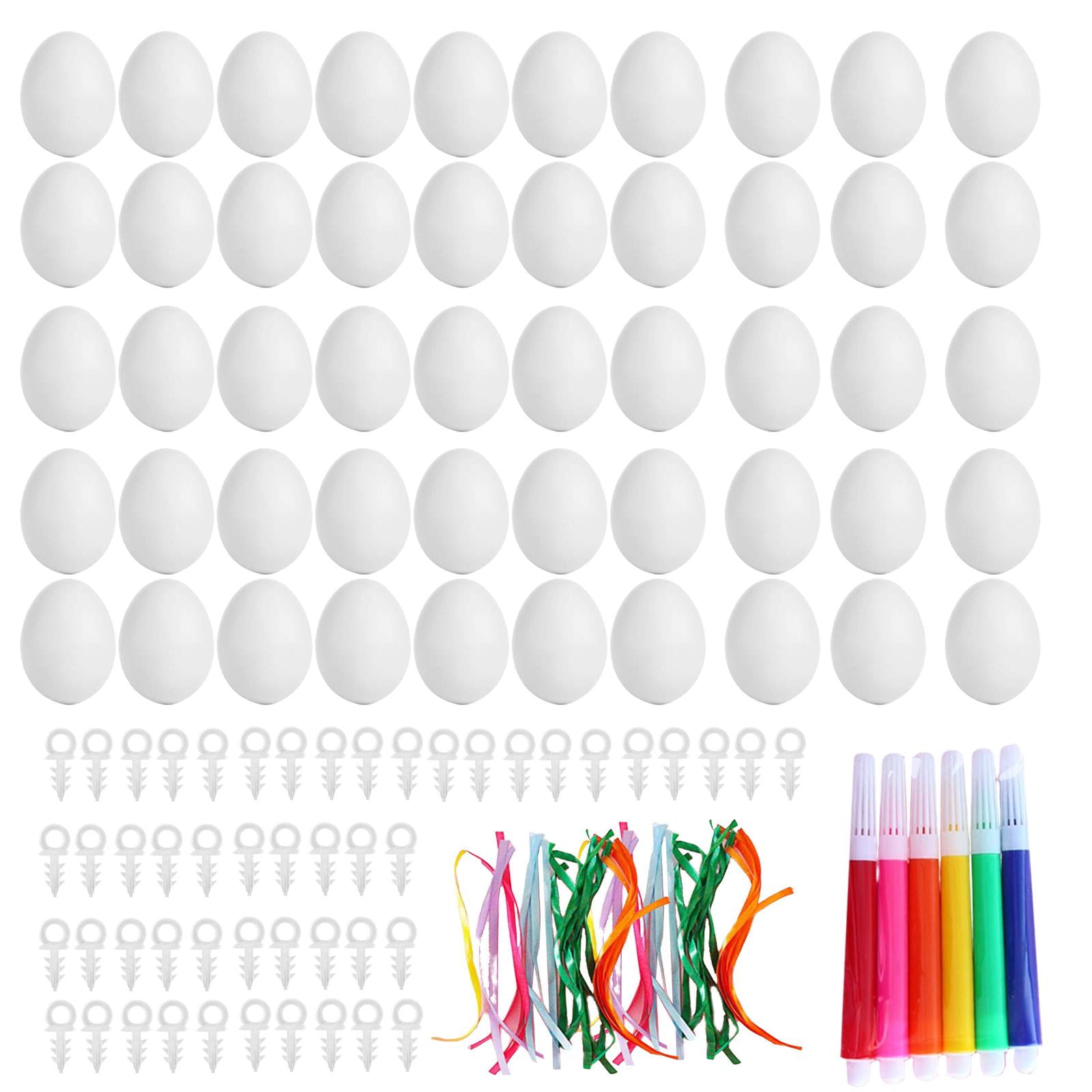 Easter Blank White Eggs DIY Material 50 Pieces Kindergarten Crafts Decorative Easter Basket Fillers Accessories Easter Party Favors