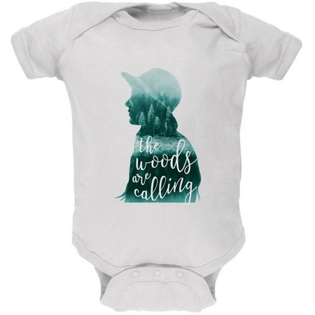 

The Woods are Calling Pine Forest Girl Soft Baby One Piece White 0-3 M