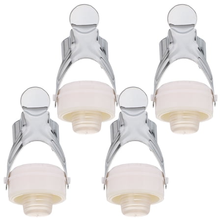 OULII 4Pcs White Stainless Steel Wine Stopper Plug Reusable Bottle Sealers for Wine Freshness
