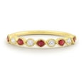 thumbnail image 2 of HeartsAndYou 1ct Natural Ruby & Diamond Milgrain Half Eternity Wed Band 14k SOLID Yellow Gold, 2 of 9