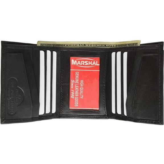 Marshal Soft Leather Lambskin Wallet With Center ID Card Window Credit Card Wallet