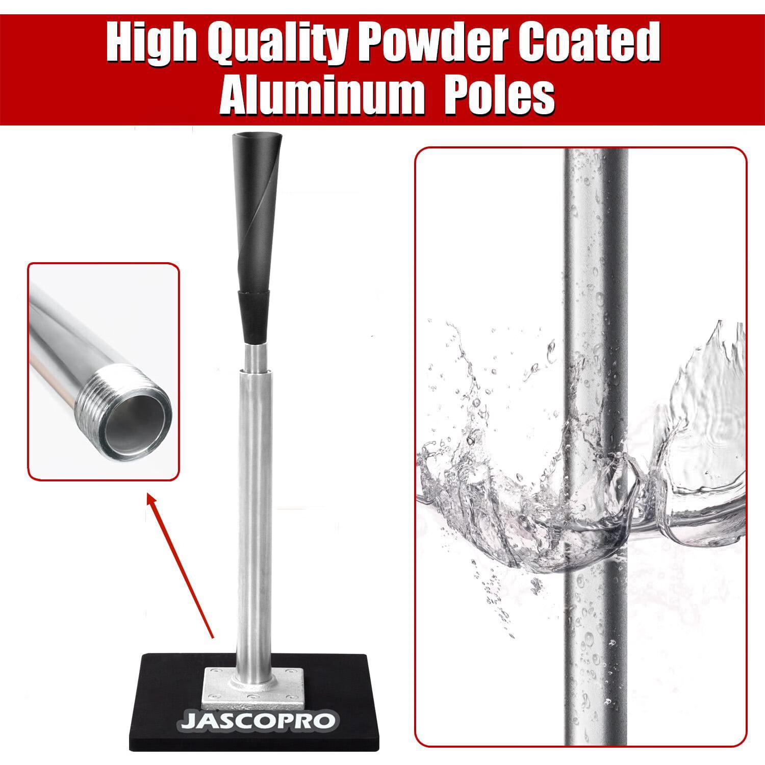 CureCalor Metal Baseball Batting Tee, 24-46" Adjustable Height, Handrolled Flexible Rubber Top