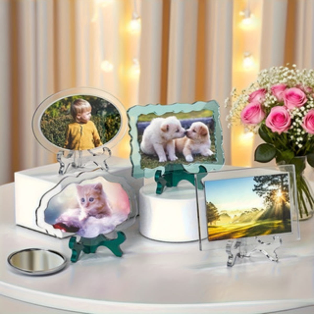 4PCS Resin Mold for Photo Frame, Picture Frame Resin Molds with Stand Holder, Rectangle & Oval of Irregular Edge Frame Silicone Molds for Resin Casting, DIY Gifts Home Decor