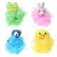 thumbnail image 1 of Esponjas de baño de malla con forma de puf de baño de dibujos animados con esponja vegetal de peluche (paquete de 4) diseño de conejo, oso, pato y rana, 1 of 4