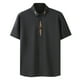thumbnail image 2 of Camisa Elvqul Hombre Casuales Negro Abotonada Solapa Manga Corta Con Bolsillos sin Estampado, 2 of 9