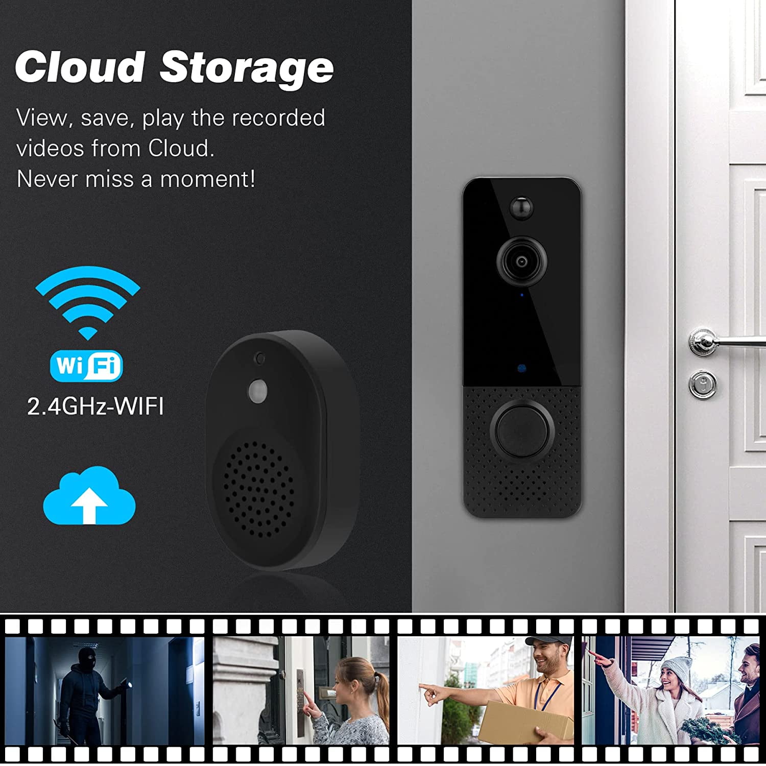 Luckwolf Wireless Doorbell Camera with Chime, Video Doorbell Security  Camera with Batteries for Home 