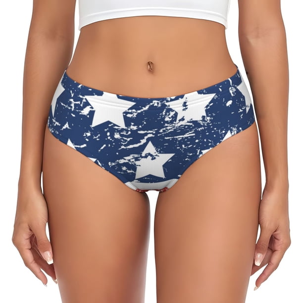 Fotbe USA Colors Stripes1 Calzones Estampados para Mujer – Ropa Interior de Algodón, Cómoda, Suave y Elástica-Small