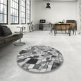 thumbnail image 3 of Ahgly Company Indoor Square Patterned Carbon Gray Area Rugs, 3' Square, 3 of 6