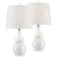 thumbnail image 2 of 360 Lighting Jane Modern Table Lamps 25" High Set of 2 White Ceramic Fabric Drum Shade for Bedroom Living Room House Bedside Nightstand Office Family, 2 of 9