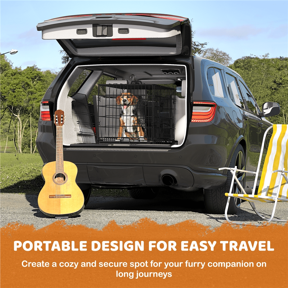 Yaheetech 36.2 inch Folding Metal Wire Dog Crate Pet Cage with Divider and Pull-out Tray, Black