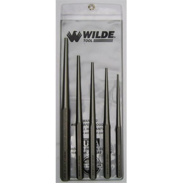 Wilde Tool Plt 5.Np/Vp 5Piece Long Taper Punch Set Natural Finish