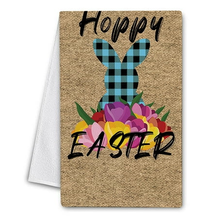 

DISHAN Kitchen Towel Soft Water Absorption Microfiber Easter Rabbit Pattern Dish Cleaning Cloth Daily Use