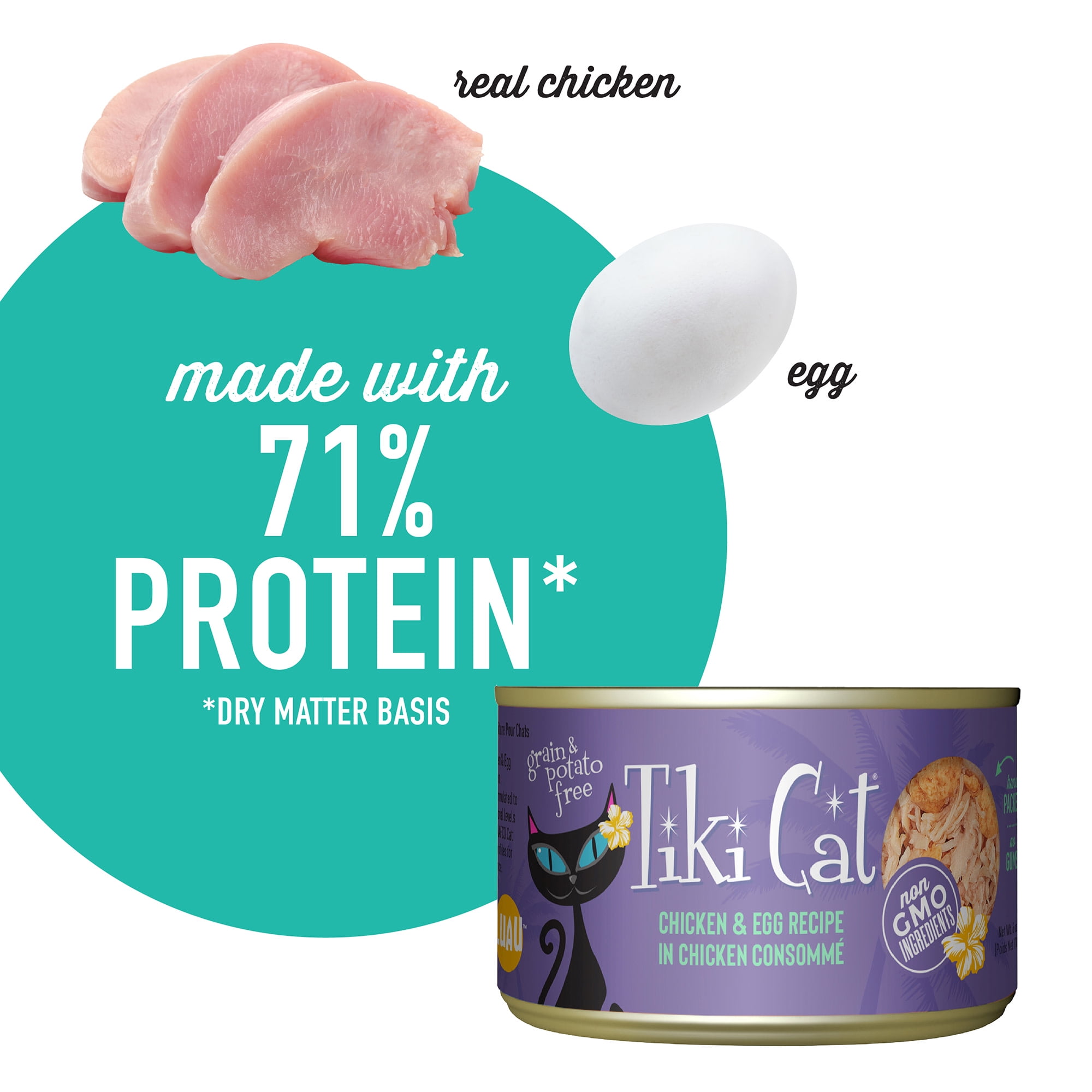 (6 pack) Tiki Cat Luau Wet Cat Food, Chicken & Egg, 6 oz. Can