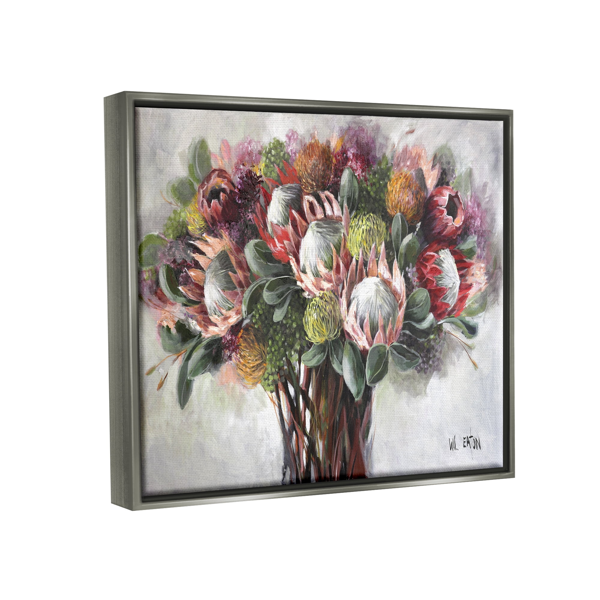 Stupell Industries Traditional Rustic Vase Botanical & Floral Painting Gray Floater Framed Canvas Art Print Wall Art, 21 x 17
