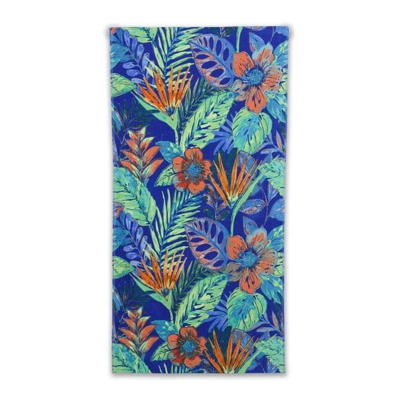 Printed Blue Hibiscus Beach Towel, Cotton, 30 x 60 inches