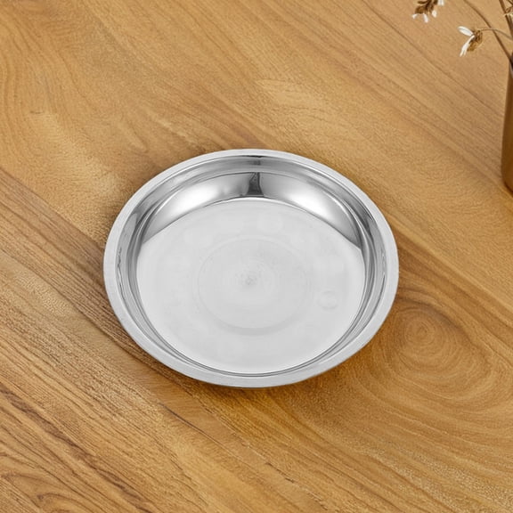 Alasum Set of 2 Stainless Steel Pet Bowls Plated Shallow Design for Easy Feeding and Cleaning