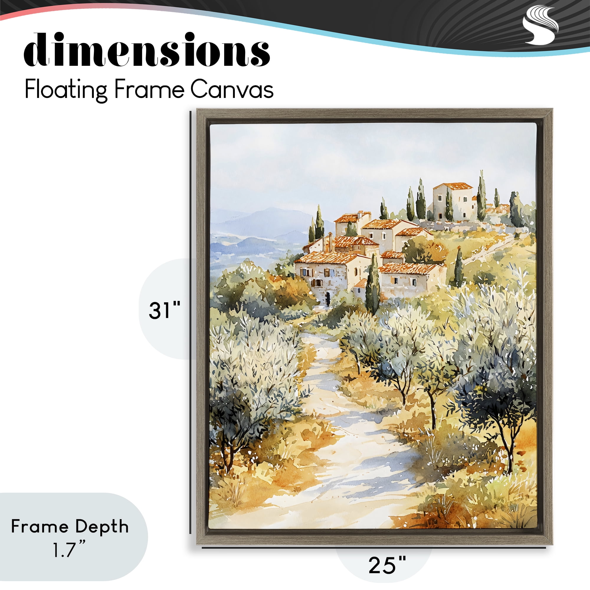 Stupell Industries Tuscan Hilltop Village View Brown Framed Floater Canvas Wall Art, design by LSR Design Studio