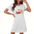 thumbnail image 1 of Camisón corto navideño para mujer, talla grande, cuello redondo, manga corta, estampado en el pecho, vestido de noche para mujer, 1 of 3