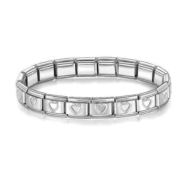 Pulsera de Acero inoxidable con forma de Corazón romántico Yashi Corazón plateado-A 9 mm ancho 17,3 cm