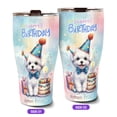 thumbnail image 2 of Happy Birthday Cute Puppy Bichon Frise with Cake Gifts Party Hat 30oz Stainless Steel Tumbler Insulated Cup with Lid Bichons Dog Lovers Gifts Idea - 00029, 2 of 5