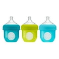 thumbnail image 3 of Boon Nursh Reusable Silicone Pouch Baby Bottle, Air-Free Feeding, Blue Multi Pack 4 Oz 3 Pk, 3 of 7