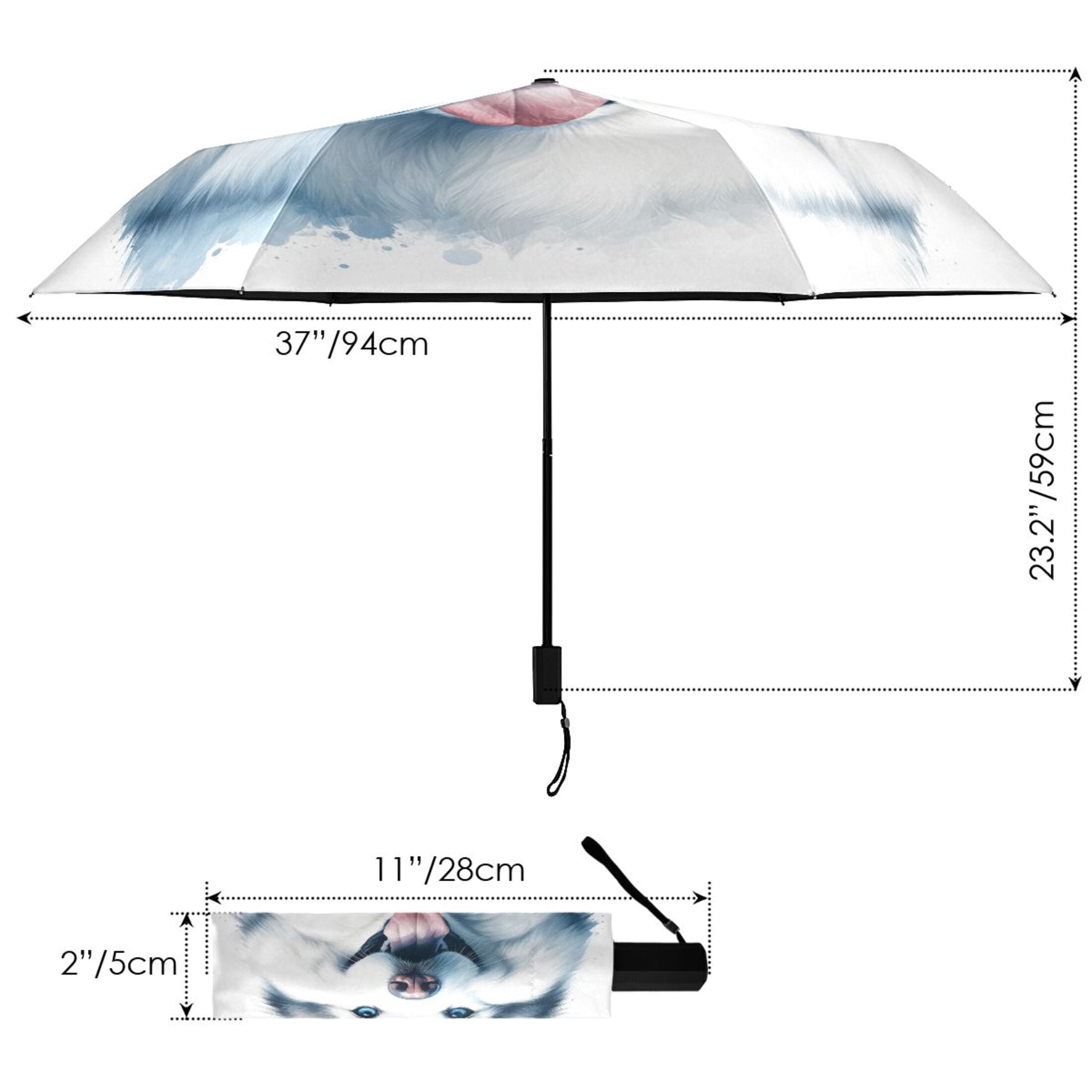 Compact Sun Umbrella Windproof Travel Umbrellas for Rain Strong Portable UV Protection Alaskan Malamute Dog