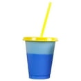 thumbnail image 2 of Creative Color Changing Cup with Lid and Straw Reusable Plastic Short Cold Drink Cup for Adult Children(Orange), 2 of 2