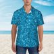 thumbnail image 2 of Balery Blue Glitter Camisas hawaianas de manga corta para hombre, camisas playeras de corte holgado, camisas de vacaciones con botones,Small, 2 of 7