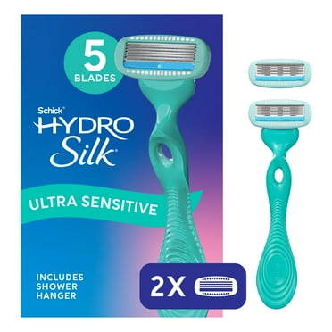 Schick Hydro Silk Ultra Sensitive Razor for Women, 5 Blade, 1 Handle, 2 Refills