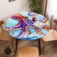 thumbnail image 5 of Octopus Tentacles Elastic Fitted Round Table Cover Sea Ocean Animal Underwater Marine Life Waterproof Outdoor Tablecloth for Holiday Party, Picnic, Patio & Dining Fits Tables Up to 55"-60", 5 of 8