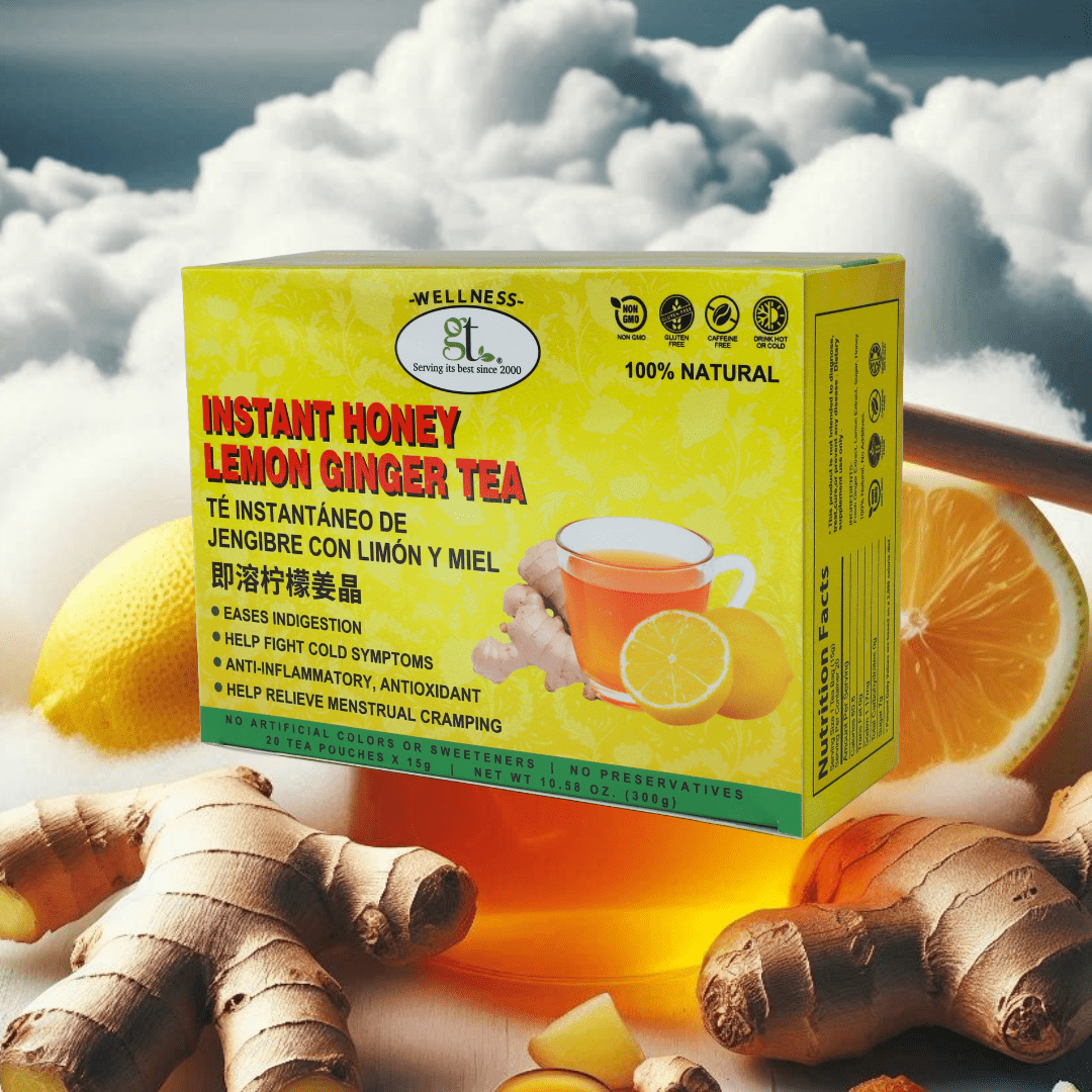 GT Instant Honey Lemon Ginger Tea Care Package, 10.58 Ounce Box (20 Tea Pouches)