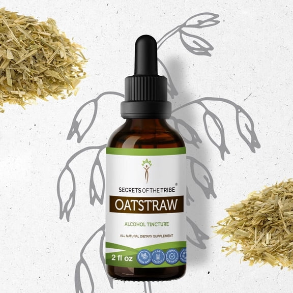 Secrets Of The Tribe Oatstraw Tincture Dietary Supplement, Natural Herbal Extract for Stress Support, Oatstraw (Avena sativa) Dried Tops, Alcohol Extract, Drops 2 oz