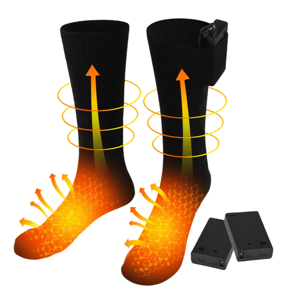 Heated Socks for Men Women, YITUMU Unisex Electric Heated Socks, Battery Powered Winter Warm Socks, Foot Warmer for Riding, Skiing, Motorcycling, Christmas Gift, Black