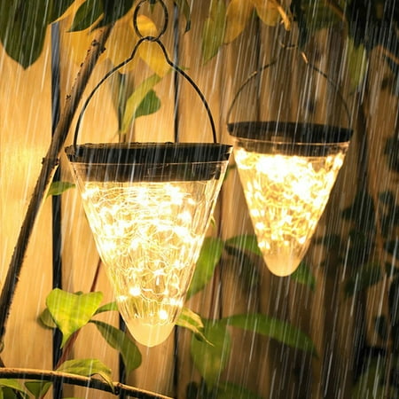 

UHUYA Hanging Solar Lights Outdoor Star Light Waterproof Conical Solar Hanging Lights For Yard Tree Fence Patio Garden Decor