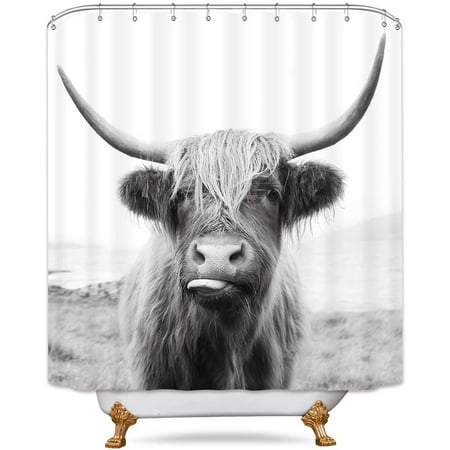 Funny Bull Shower Curtain 60wx72h Inch, Bull Shower Curtain