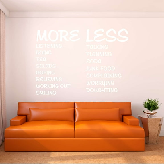 Family More Listening Less Talking Inspirational Quotes & Sayings Wall Decal Decoration More doing less planning Quote Wall Art Decal Lasts Years and Easily Removable - Size: 20 In(W) x 14 In(H)
