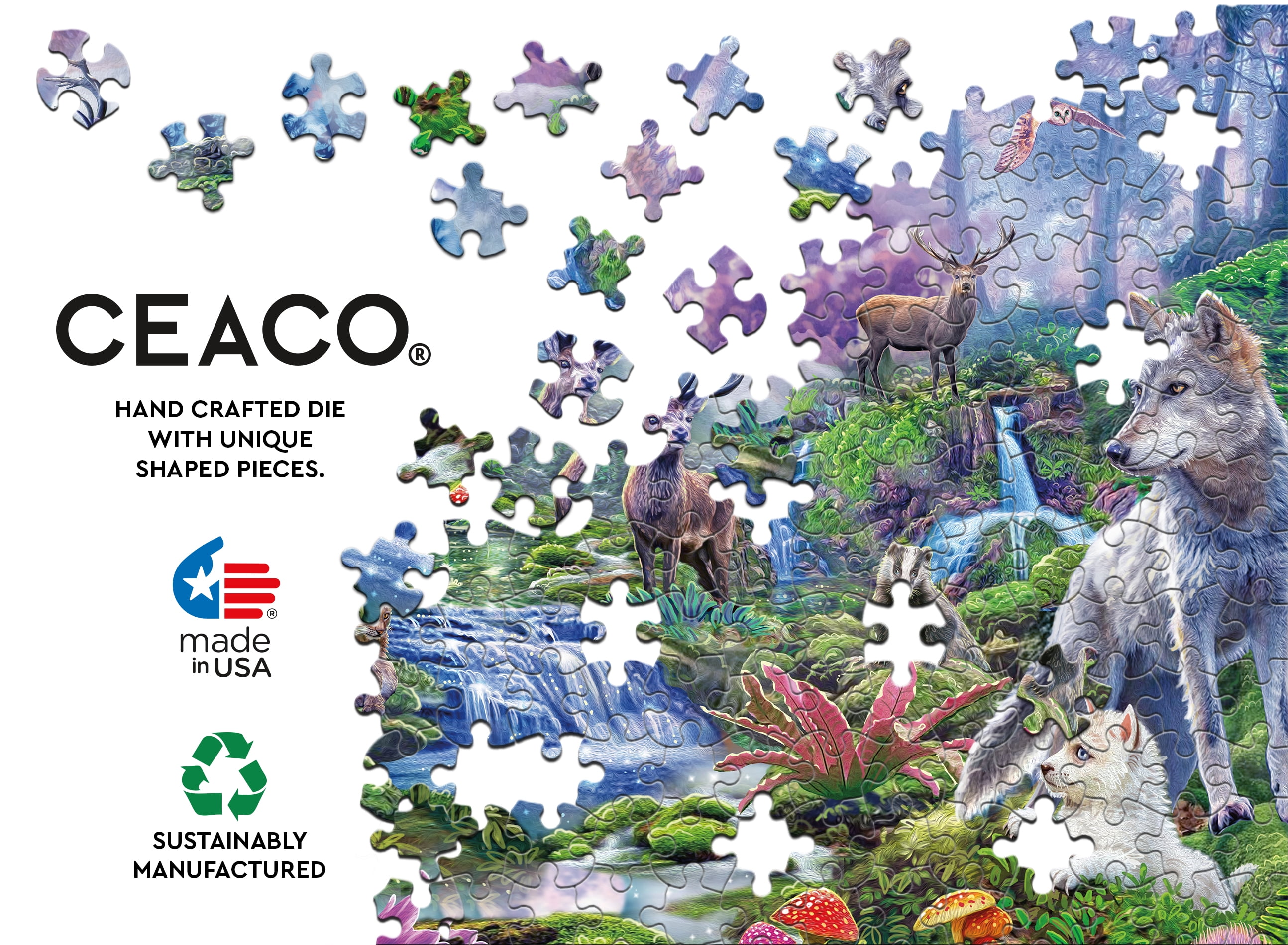 Ceaco 1000-Piece Wild Moonlit Wolves Interlocking Jigsaw Puzzle