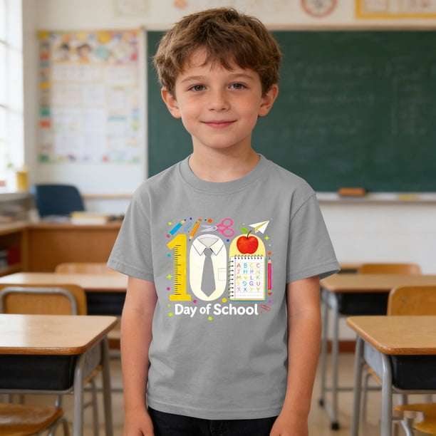 Blusas y camisas de manga corta con cuello redondo para niños y niñas, camisetas gráficas de manga corta, blusas con estampados bonitos para la temporada escolar.