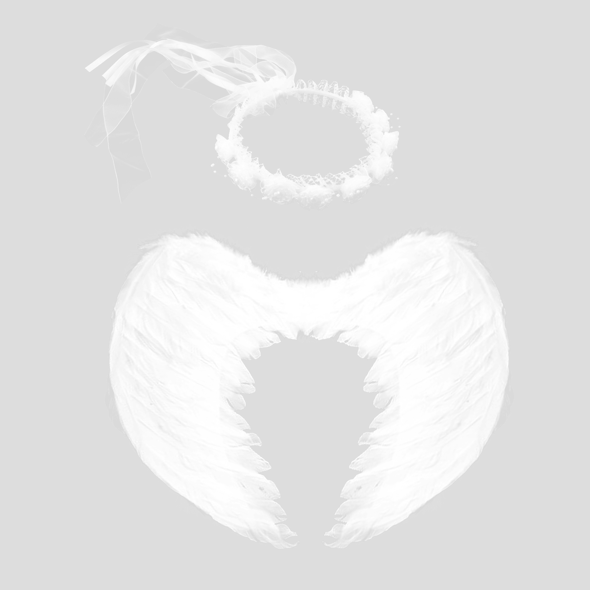 Christmas Halloween Party Costume Wings Feather White Angel Fairy Wings & garland