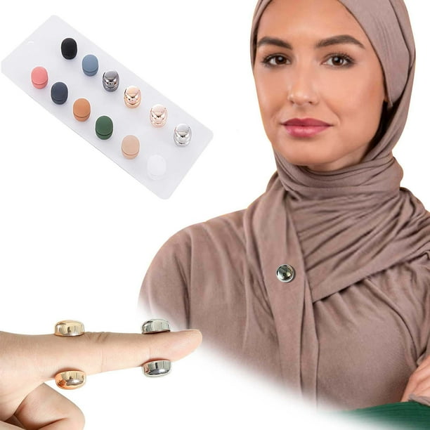 12 pares de alfileres magnéticos para hiyab para mujer | Imanes superfuertes sin aguja | No dañan las telas | Pinzas multiusos para bufandas, chales, vestidos y camisas de gasa de seda | Viajes y