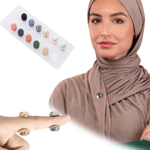 Fiudx Paquete de 12 Alfileres Magnéticos para Hiyab - Imanes Potentes Sin Alfileres para Bufandas, Chales y Ropa - Sin Agujas, Aptos para Telas - 1,25 Cm - Colores Dorado y Negro - 12 Pares