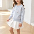 thumbnail image 5 of Nilvkv Cardigan for Girls, Sweaters for Girls, Crew Neck Button-Up Knit Cardigan with 3D Bee Applique for Spring and Fall Wear Blue 5-6 Years, 5 of 8