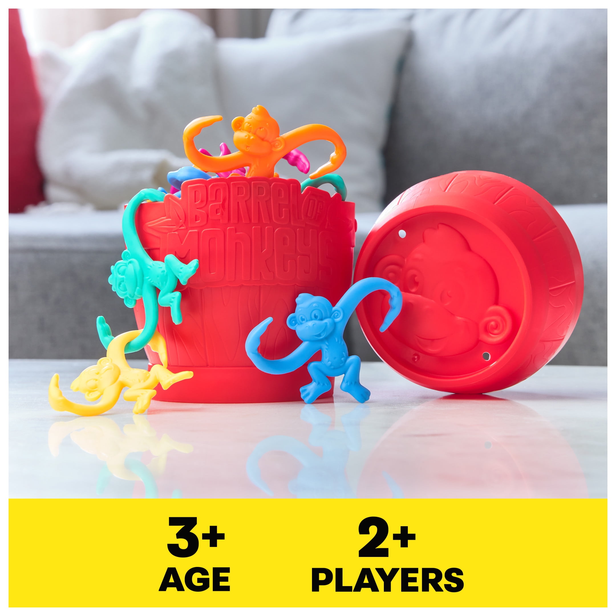 Spin Master Games, Barrel of Monkeys, New Look for the Classic Linking Family Game, Easy Activity Toy for Preschoolers, for Kids & Family, 2-10 Players, For Ages 3 & Up