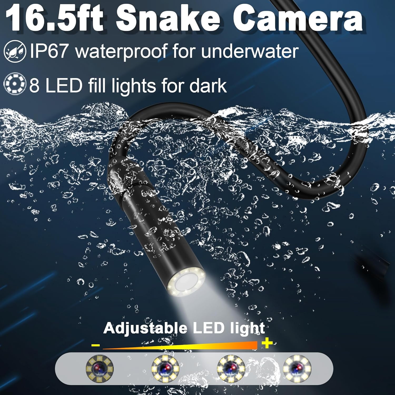 Binazon 4.3 Inch Endoscope Camera Borescope, 16.5FT Semi-Rigid Cable, HD1080P Screen 8mm Single Lens 2000mAh