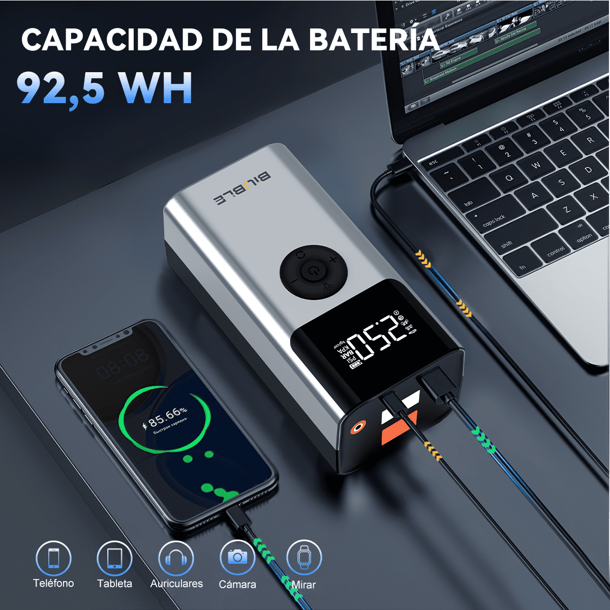 BIUBLE Car Jump Starter with Air Compressor 150PSI, 7500A Portable Car Battery Jump Starter Pack, for Up to 10.0L Gas/8.0L Diesel Engine, 12V Jump Box with USB Quick Charge/3 Modes Lights/LCD Display