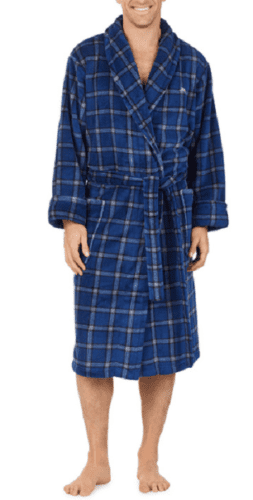 Tommy Bahama Men's Soft Plush Robe Navy Plaid Size L/LX 