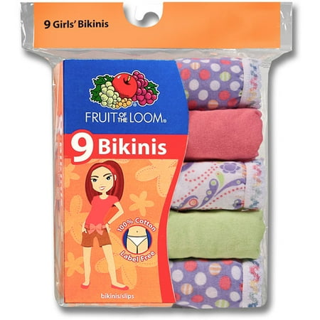 Fruit of the Loom Girls' 9-Pack Bikini