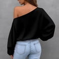 thumbnail image 4 of Sexlip Womens Off Shoulder Blouse Long Sleeve Puff Sleeve Design Satin Fabric Flowy Silhouette for Evening Occasions Black L, 4 of 5
