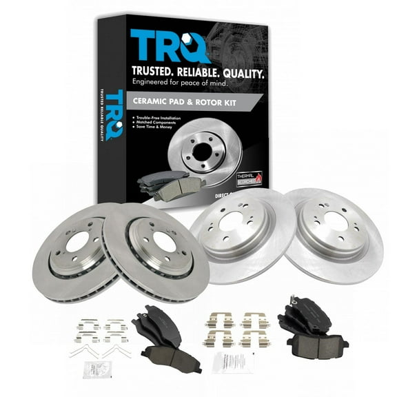 TRQ Front and Rear Brake Pad & Rotor Kit Brake Pads Brake Rotor Ceramic Fits Select 2018-2021 Honda Odyssey