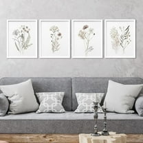 PixonSign Framed Wall Art Winter Autumn Brown Wildflowers Posters, Set of 4 Nature Wilderness Wall Decor Prints, Botanical Floral Wall Décor, Rustic Classic Countryside Artwork - 11"x14" White